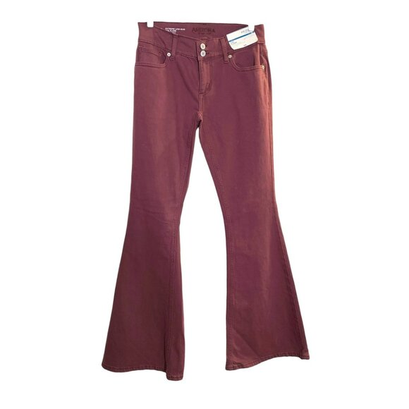 Arizona Jean Co Y2K Flare Extreme Low-Rise Slim Fit Flare Leg Jeans Sz 3 Maroon - Picture 5 of 5